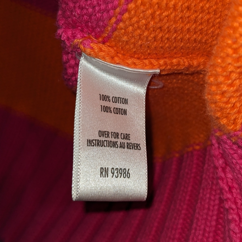 Vintage Casual Corner 100% Cotton Hot Pink and Orange Striped Knit Sweat… - Picture 5 of 9
